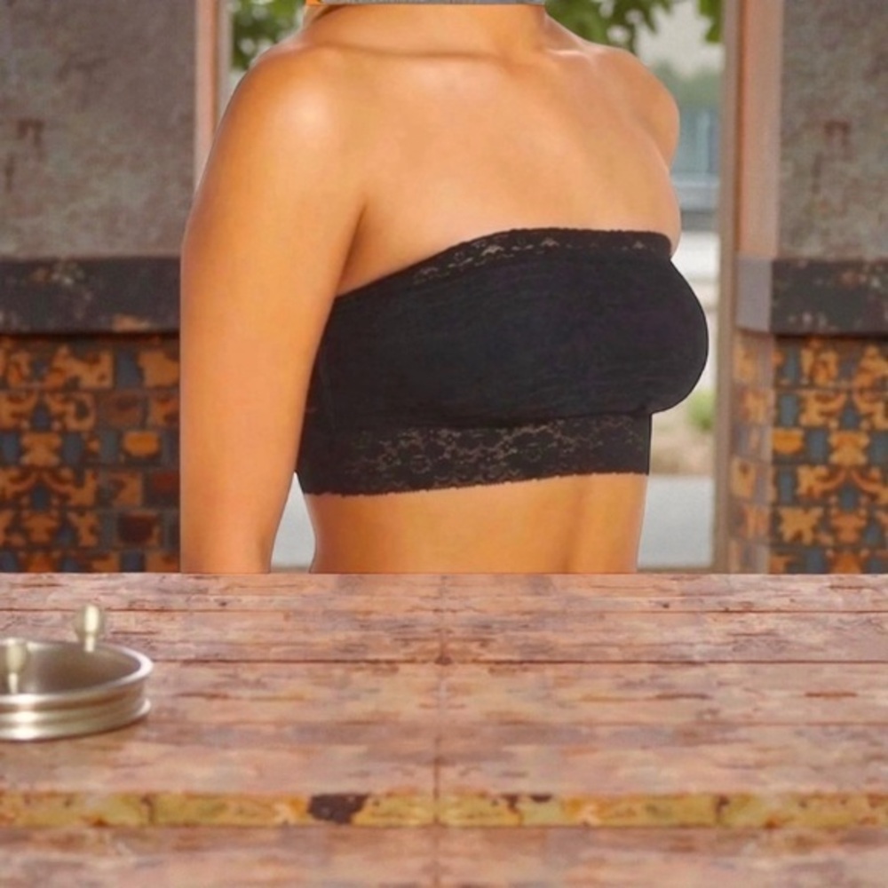 Free People Bandeau Scallop Lace Black (0-2)